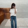 鬚邊側大腿剪裁牛仔褲