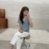 V領亞麻針織上衣