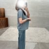 V領亞麻針織上衣