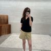 V領亞麻針織上衣
