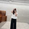 柔軟挺布直筒寬褲