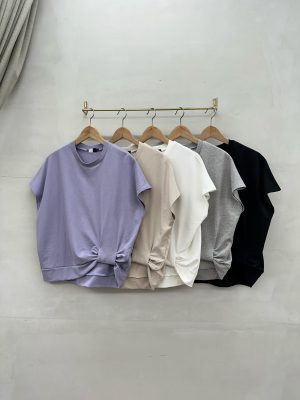 蝴蝶結短袖上衣上衣