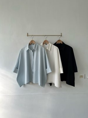 反褶連袖寬襯衫