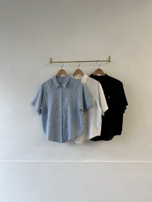 無肩線雙口袋襯衫