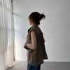雙口袋小皺褶背心外套