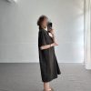 四顆釦 短袖棉麻洋裝