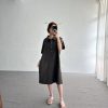 四顆釦 短袖棉麻洋裝
