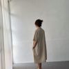 四顆釦 短袖棉麻洋裝