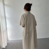 四顆釦 短袖棉麻洋裝