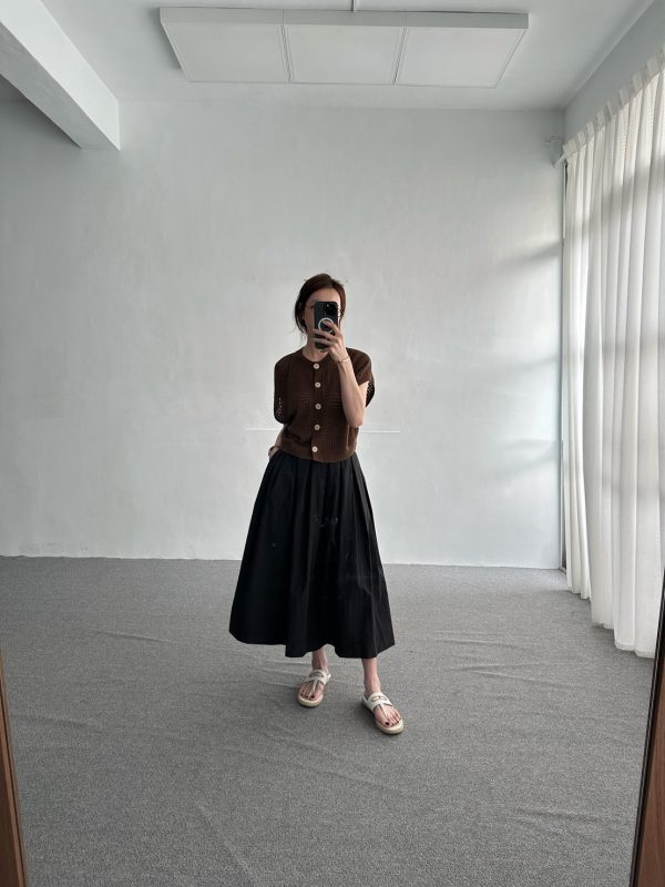 S__85025001_0 前百褶後鬆緊ALINE長裙