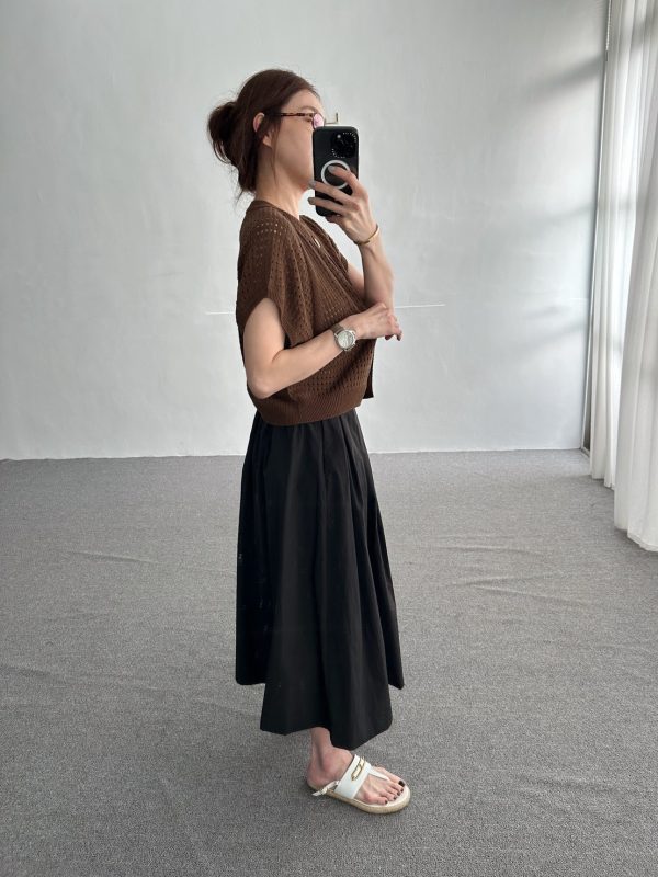 S__85025002_0 前百褶後鬆緊ALINE長裙
