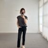 黑 超薄超彈力 小直筒牛仔褲